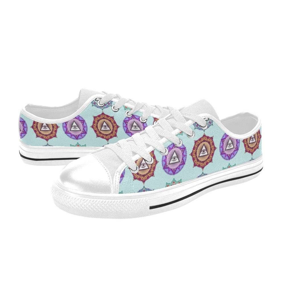 Third Eye Print Design LKS302 Women's White Low Top Shoes