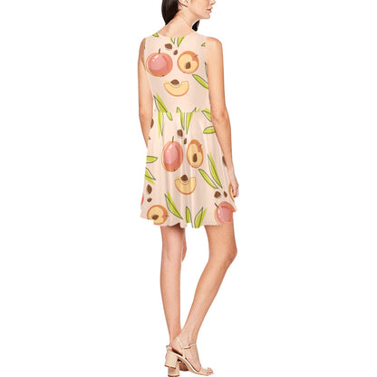 Peach Pattern Print Design A01 Sleeveless Dress