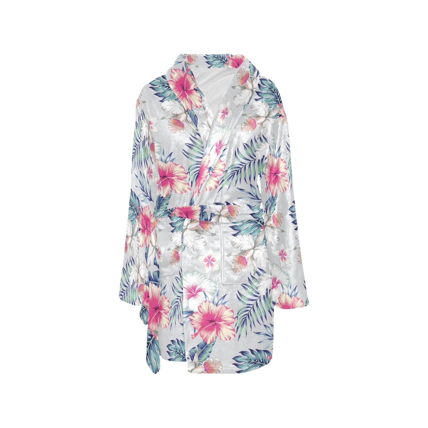 Hibiscus Print Women's Fleece Robe