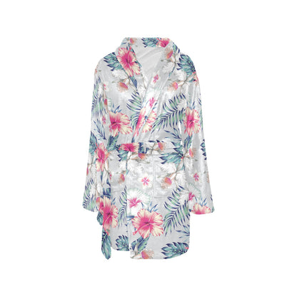 Hibiscus Print Women's Fleece Robe
