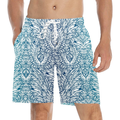 Angel Wings Boho Design Themed Print Men's Swim Trunks Beach Shorts