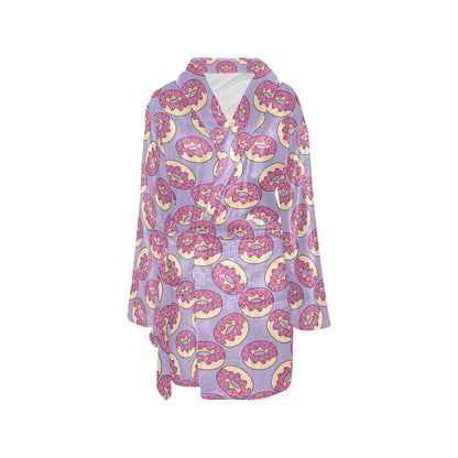 Donut Pattern Print Design DN015 Women's Fleece Robe