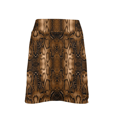 Snake Skin Brown Print 17" Golf & Pickleball Skort with Pockets