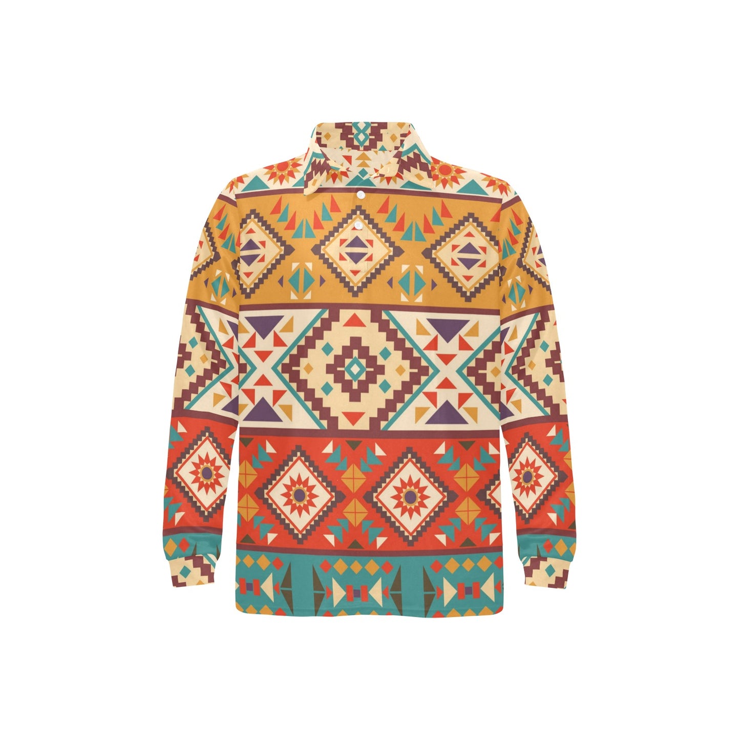 Navajo Pattern Print Design A01 Long Sleeve Polo Shirt For Men's