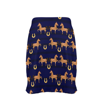 Horse Luxury Themed Pattern Print 17" Golf & Pickleball Skort with Pockets