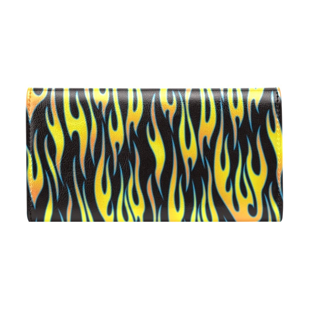 Flame Fire Yellow Pattern Women's Trifold Wallet