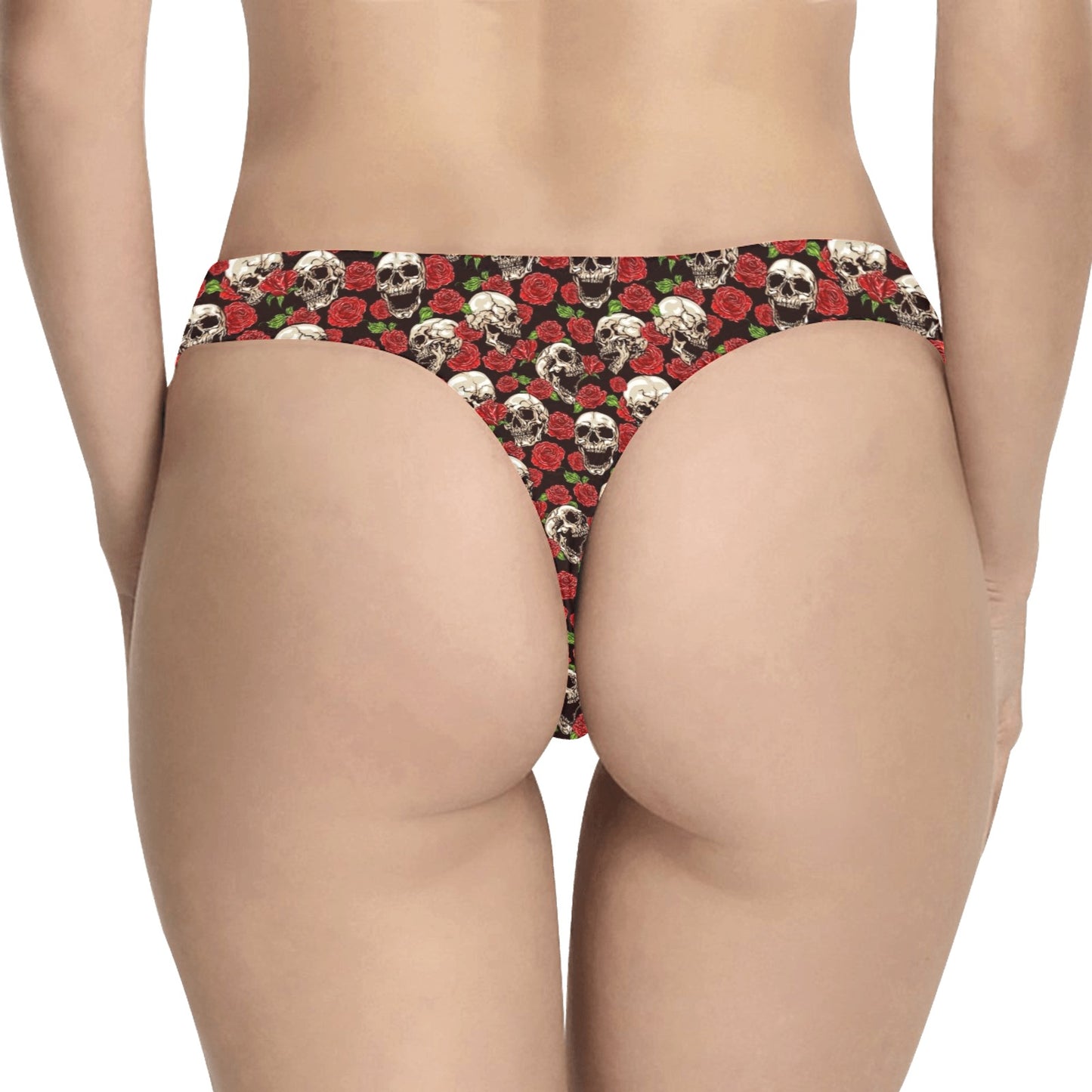 Skull Roses Design Themed Print Women's Thongs