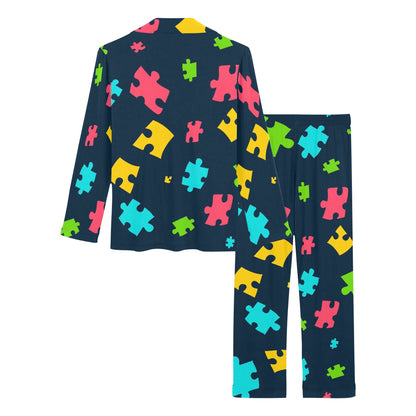 Autism Awareness Colorful Design Print Women's Long Pajama Set