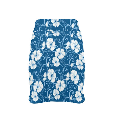 Hibiscus Blue Flower Hawaiian Print 17" Golf & Pickleball Skort with Pockets
