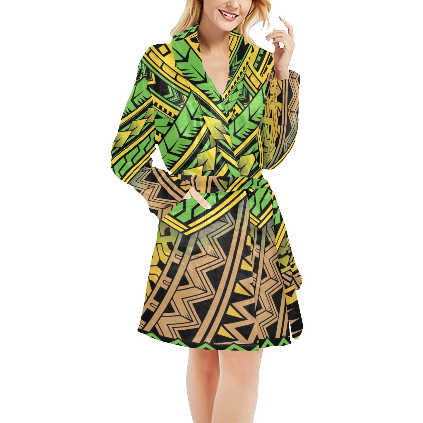 Polynesian Tribal Color Women's Fleece Robe