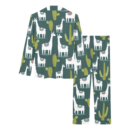 Llama Cactus Pattern Print Design 02 Women's Long Pajama Set