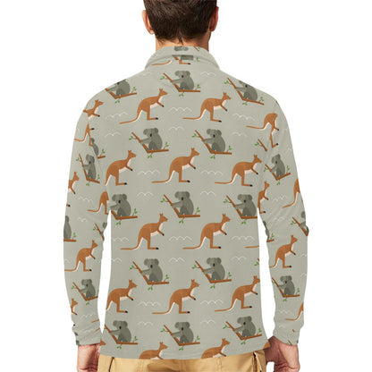 Koala Pattern Print Design 03 Long Sleeve Polo Shirt For Men's