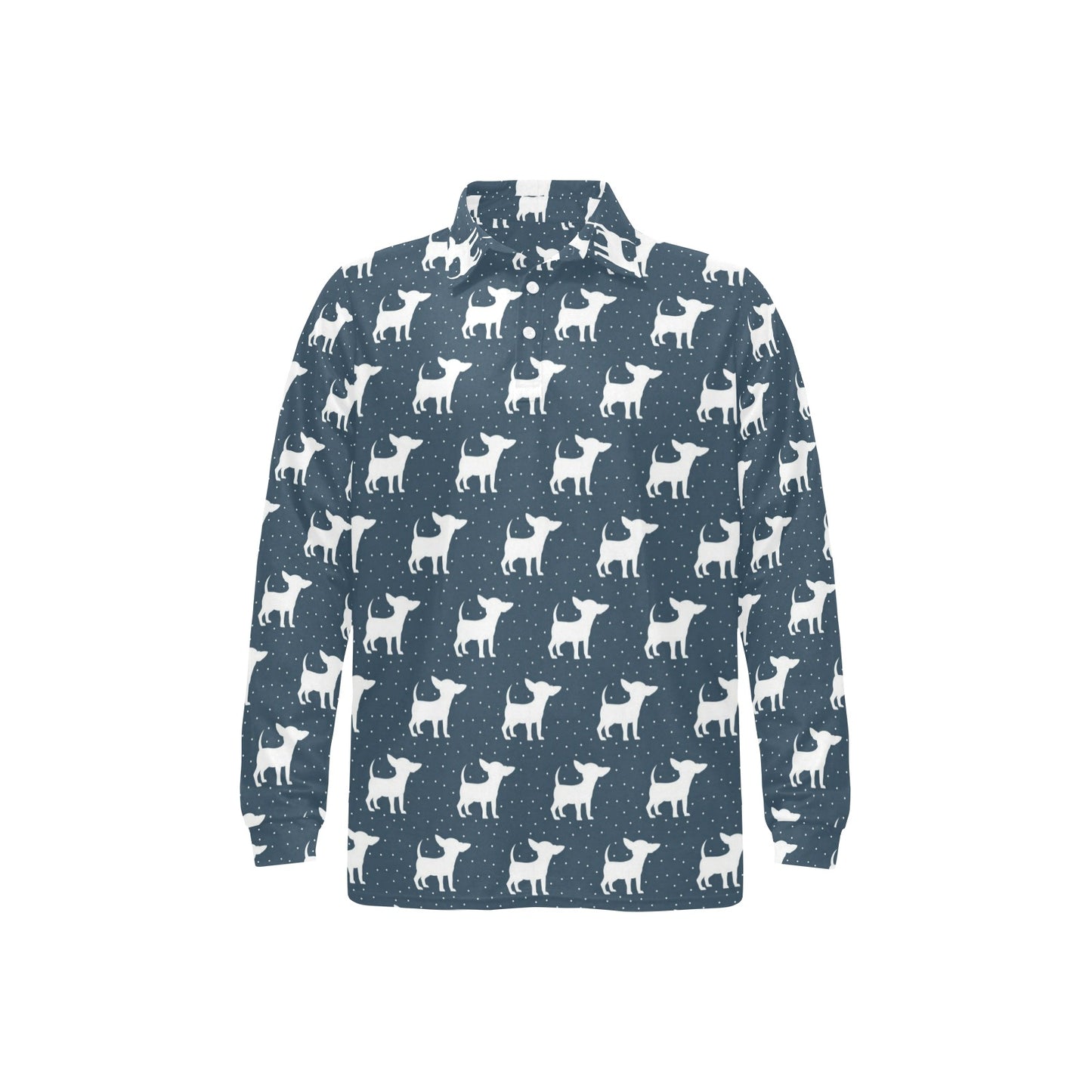 Chihuahua Pattern Print Design 03 Long Sleeve Polo Shirt For Men's