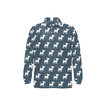 Chihuahua Pattern Print Design 03 Long Sleeve Polo Shirt For Men's
