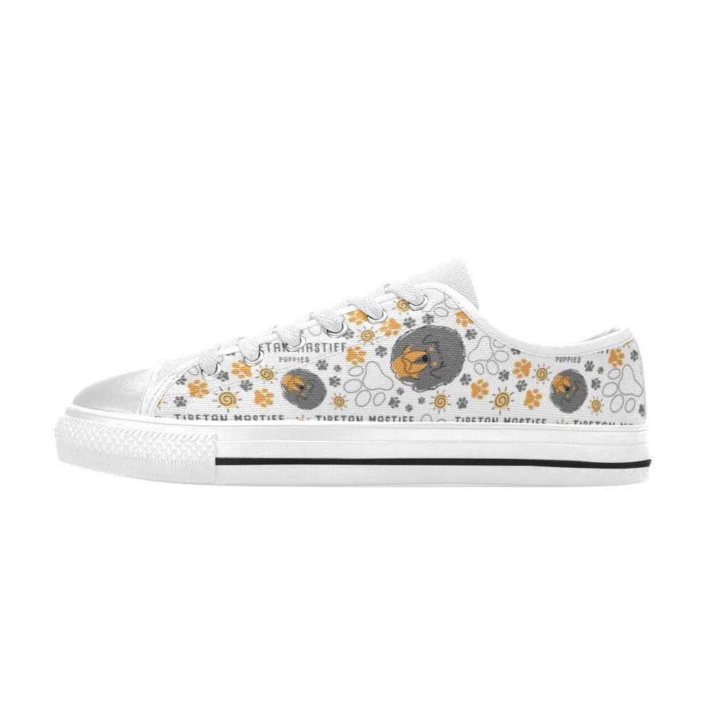 Tibetan Mastiffs Print Design LKS302 Women's White Low Top Shoes