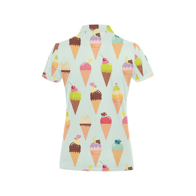 Ice Cream Pattern Print Design 03 Women's Polo Shirt