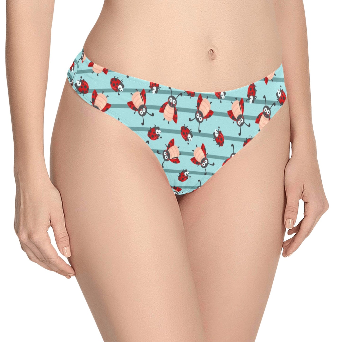 Ladybug Happy Print Pattern Women's Thongs
