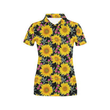 Sunflower Pattern Print Design SF014 Women's Polo Shirt
