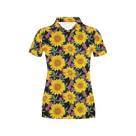 Sunflower Pattern Print Design SF014 Women's Polo Shirt