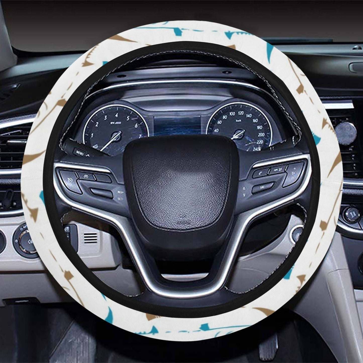 Tuna Fish Print Design LKS301 Steering Wheel Cover with Elastic Edge