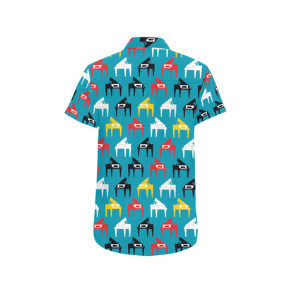 Piano Print Design LKS403 Men Short Sleeve Button Up Shirt