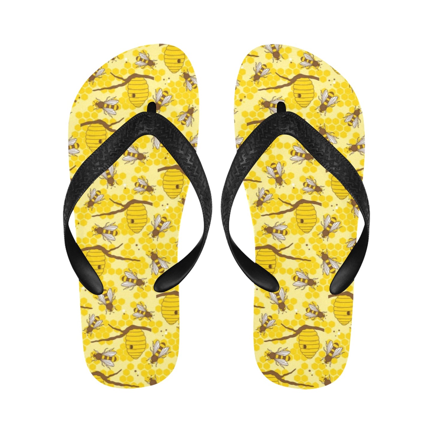 Bee With Honeycomb Print Design LKS302 Flip Flops