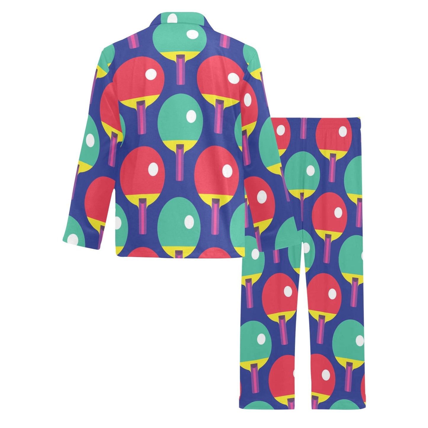 Ping Pong Pattern Print Design A03 Men's Long Pajama Set