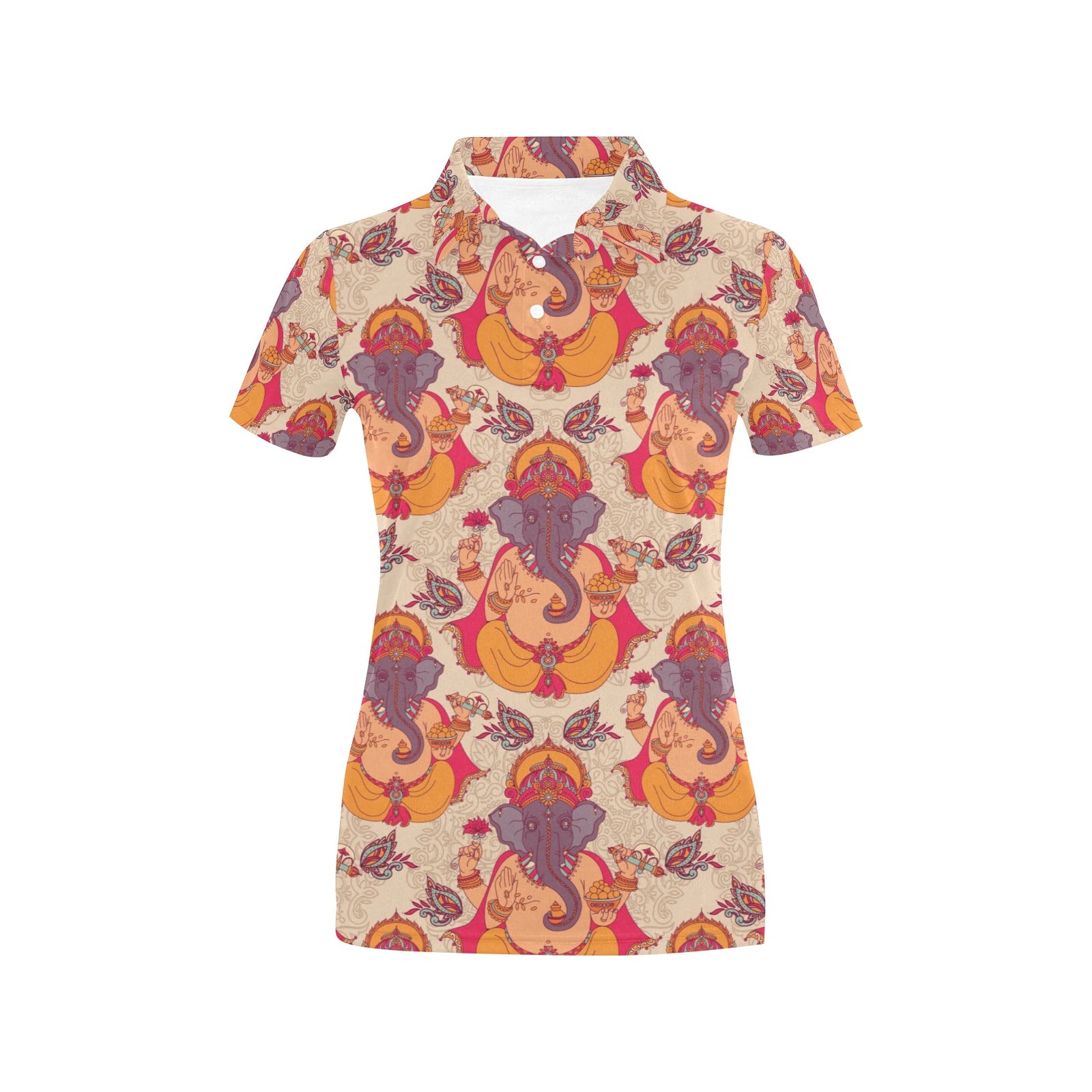 Ganesha Indian Pattern Print Design 02 Women's Polo Shirt