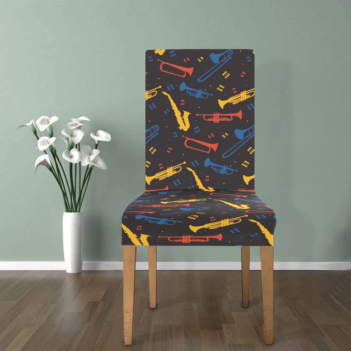 Saxophone Print Design LKS407 Dining Chair Slipcover