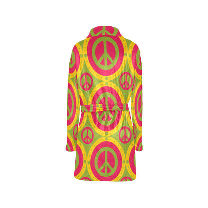 Peace Sign Pattern Print Design A01 Women's Fleece Robe