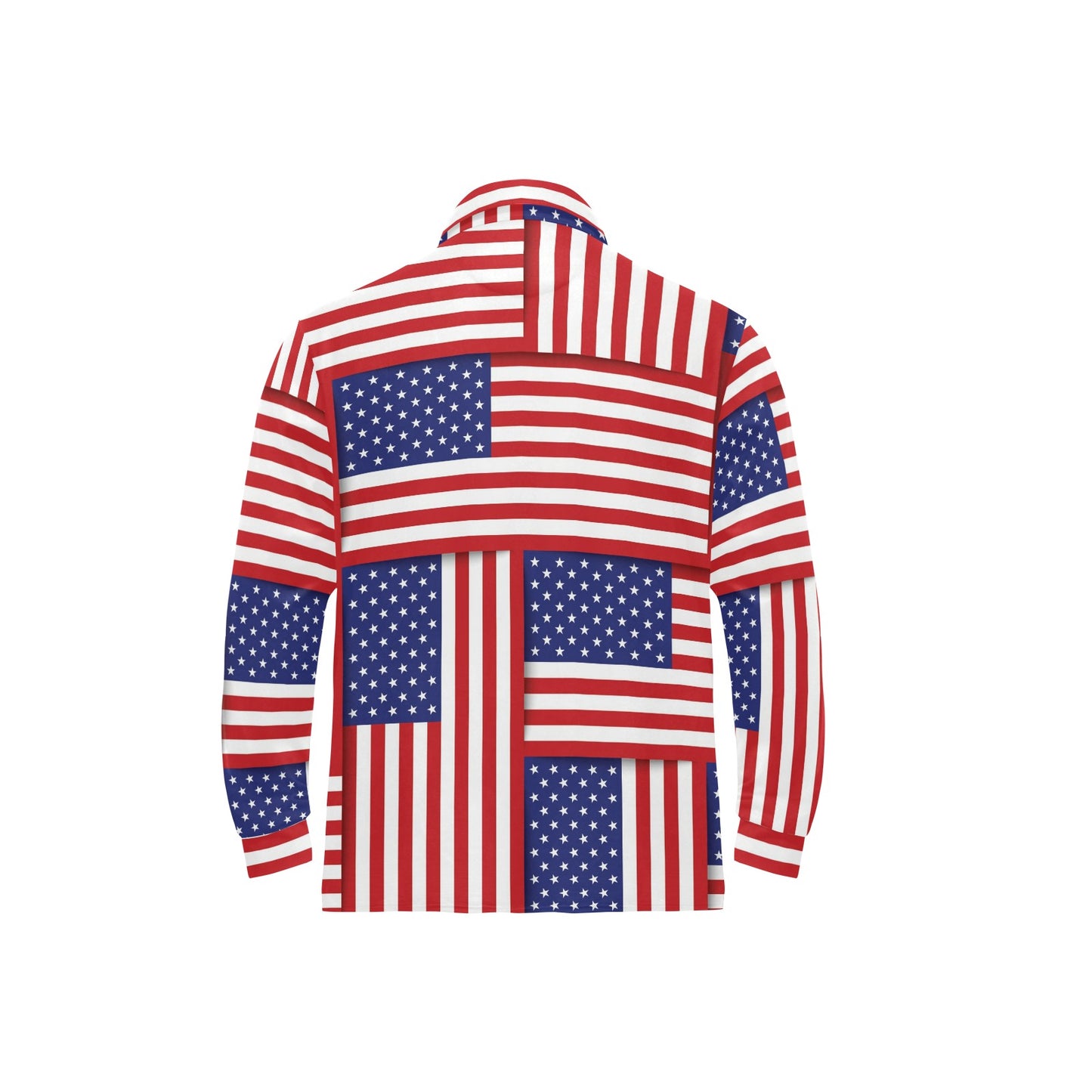 Patriotic US Flag Pattern Print Design A01 Long Sleeve Polo Shirt For Men's