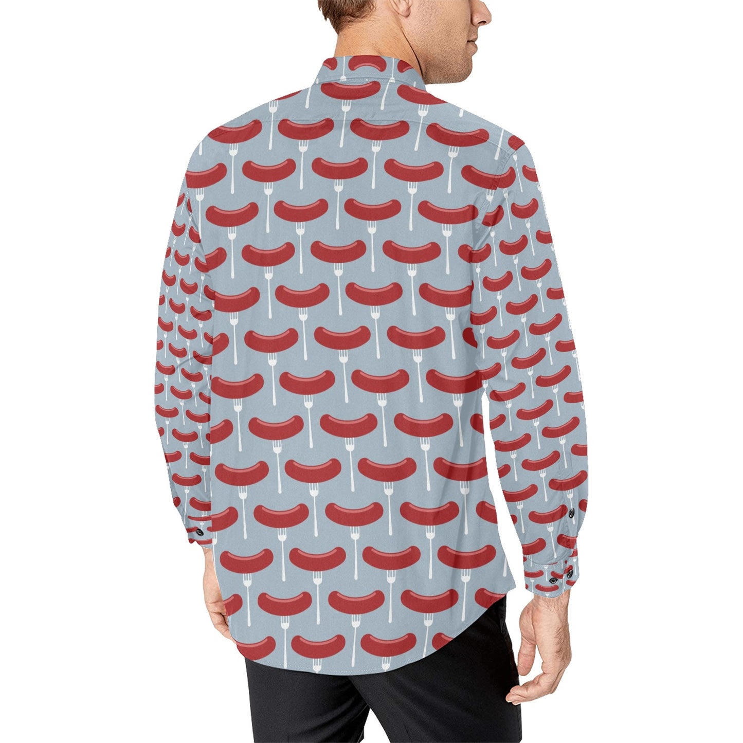 Sausage Print Design LKS301 Men's Long Sleeve Dress Shirt