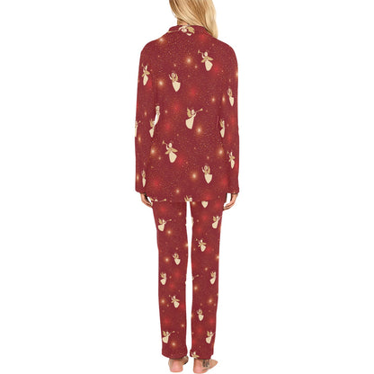 Angel Pattern Print Design 07 Women's Long Pajama Set