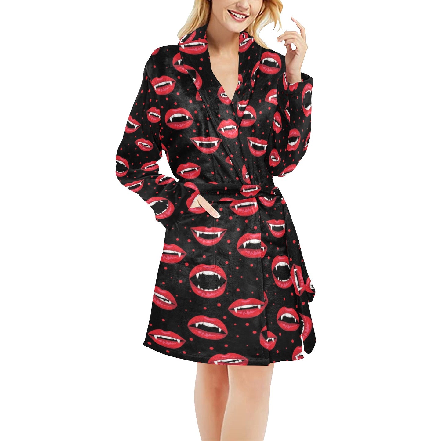 Halloween Pattern Print Design 01 Women's Fleece Robe