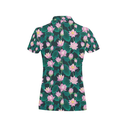 Water Lily Print Design LKS302 Women's Polo Shirt