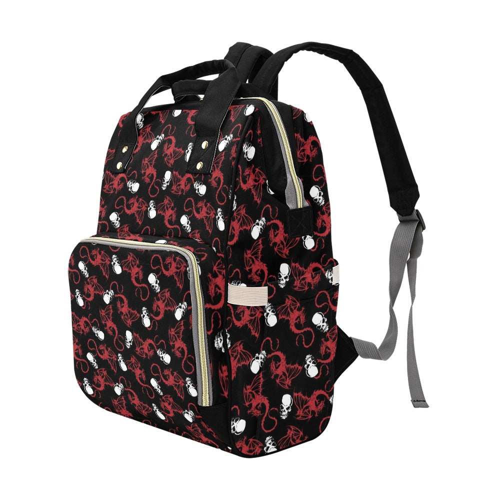 Skull With Red Dragon Print Design LKS304 Diaper Bag Backpack