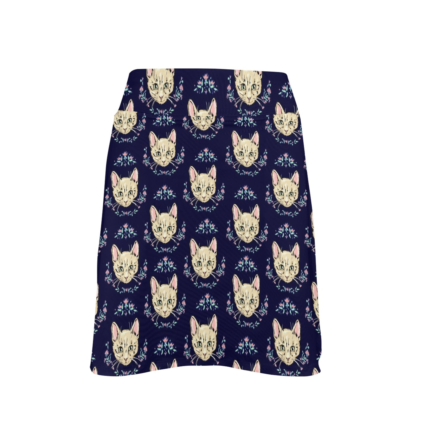 Cat Head with flower Print Pattern 17" Golf & Pickleball Skort with Pockets