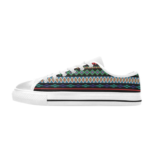 Southwest Pattern Print Design LKS302 Women's White Low Top Shoes