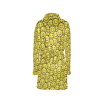 Smiley Face Emoji Print Design LKS302 Women's Fleece Robe