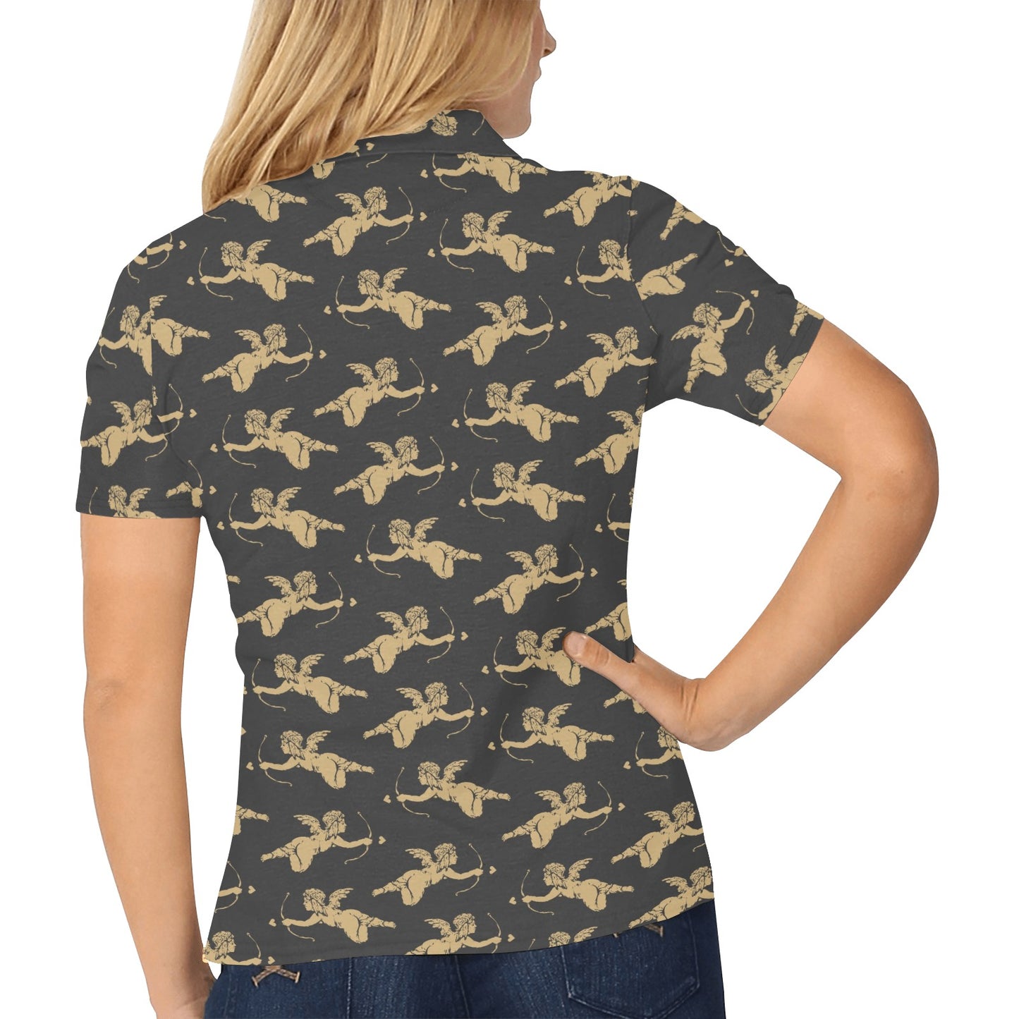 Cupid Pattern Print Design 02 Women's Polo Shirt