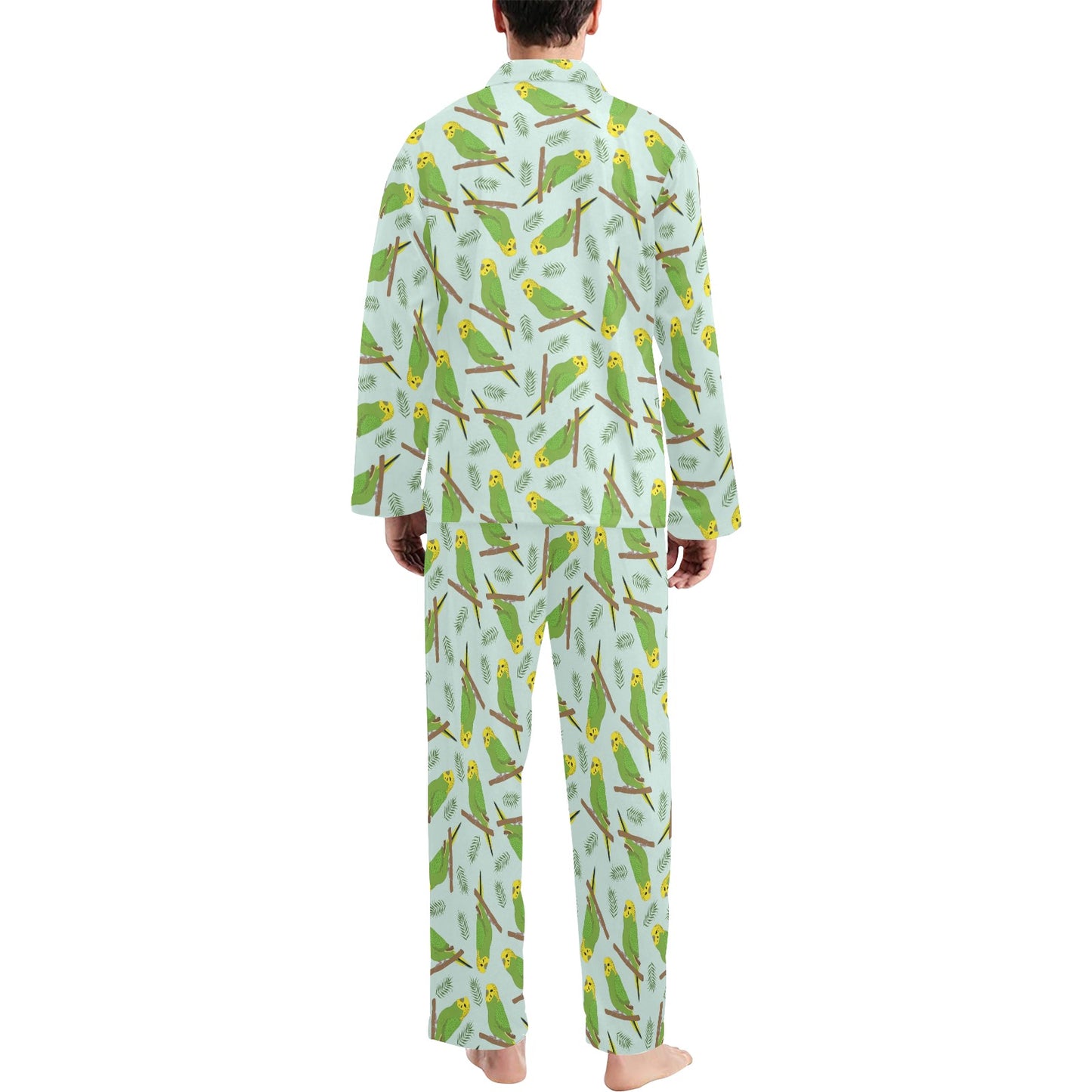 Budgerigar Pattern Print Design 04 Men's Long Pajama Set
