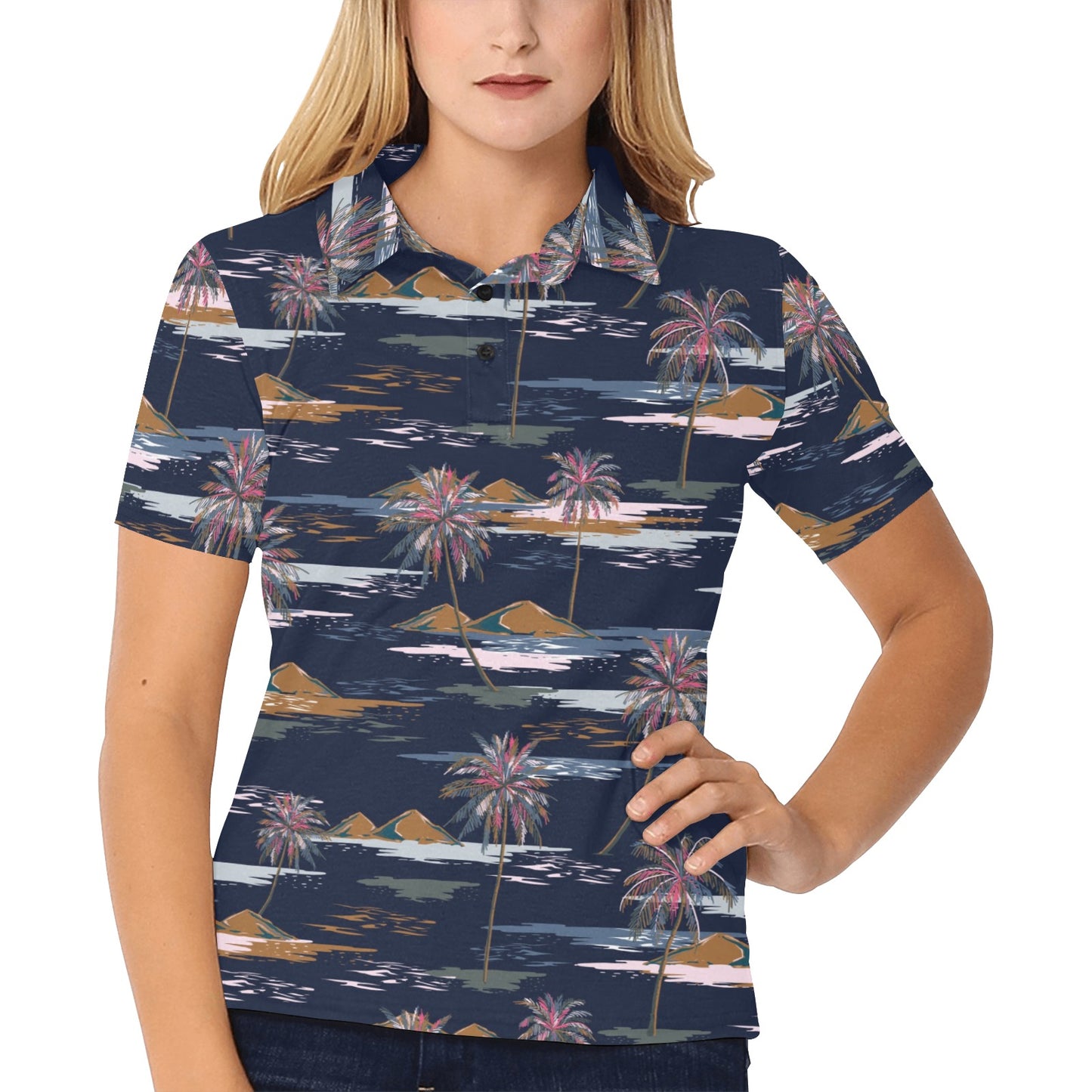 Pacific island Pattern Print Design A06 Women's Polo Shirt