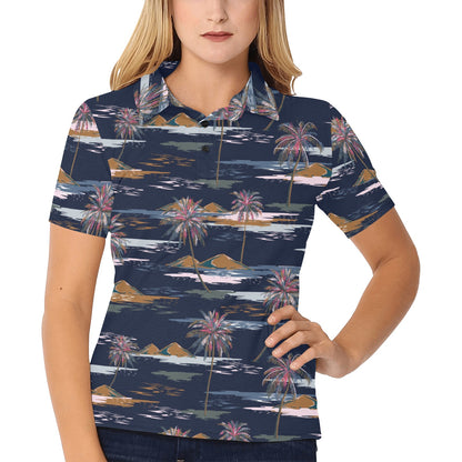 Pacific island Pattern Print Design A06 Women's Polo Shirt