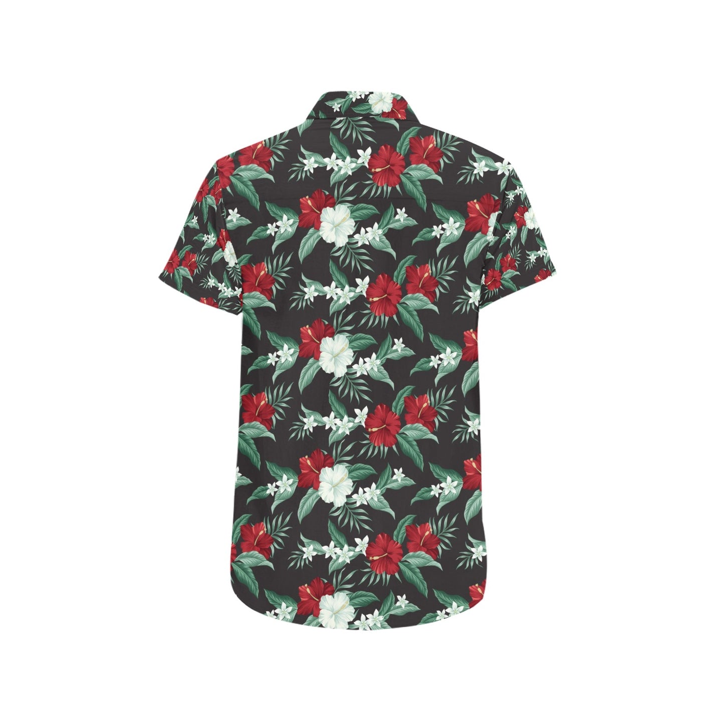 Tropical Flower Print Design LKS303 Men Short Sleeve Button Up Shirt