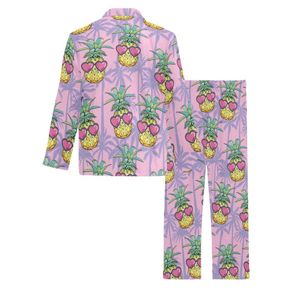 Pineapple Pattern Print Design PP06 Men's Long Pajama Set