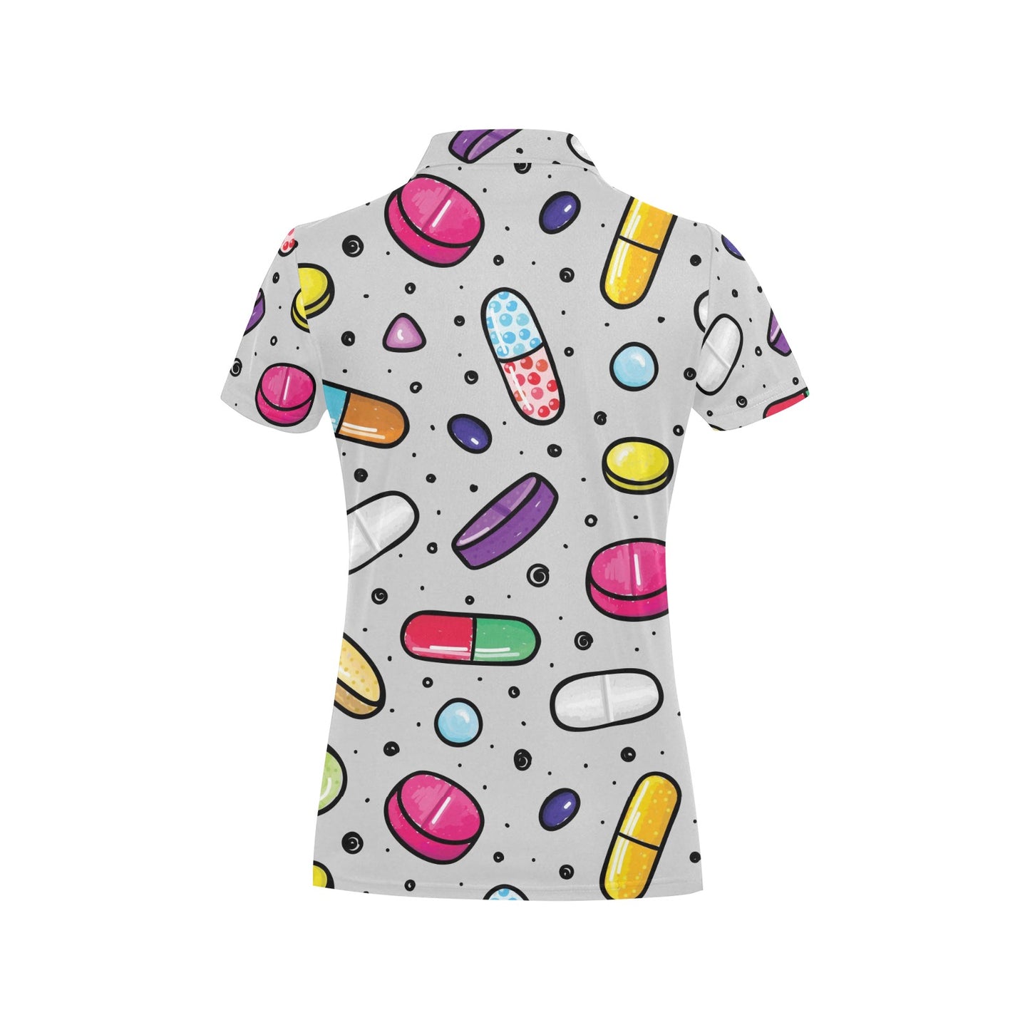 Pill Pattern Print Design A04 Women's Polo Shirt