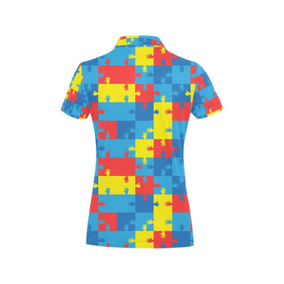 Autism Awareness Design Themed Print Women's Polo Shirt