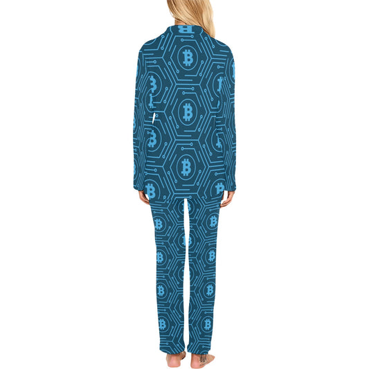 Cryptocurrency Pattern Print Design 04 Women's Long Pajama Set