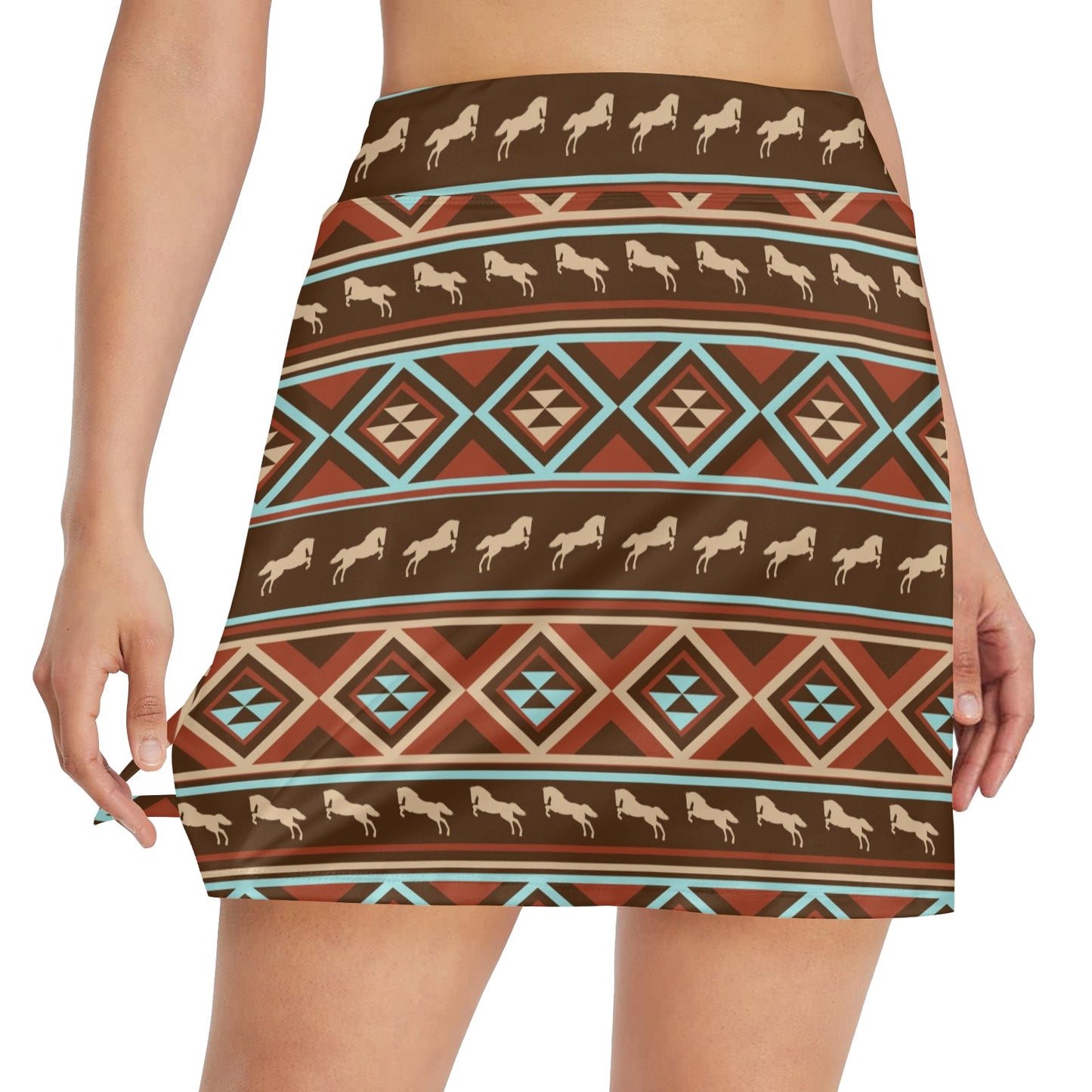 Western Horse Pattern Print LKS301 17" Golf & Pickleball Skort with Pockets