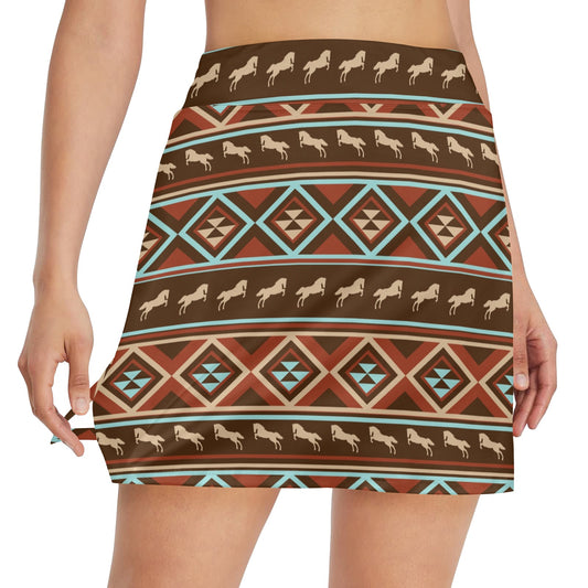 Western Horse Pattern Print LKS301 17" Golf & Pickleball Skort with Pockets